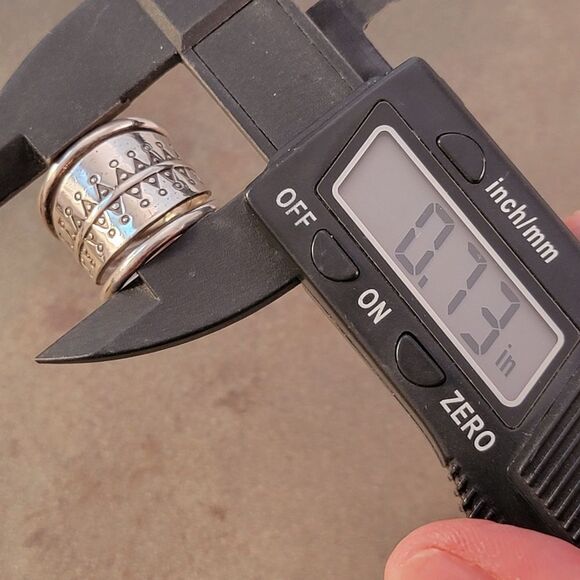 Sterling Boho Triangle 10th Century Pattern Ring Band - Picture 9 of 10